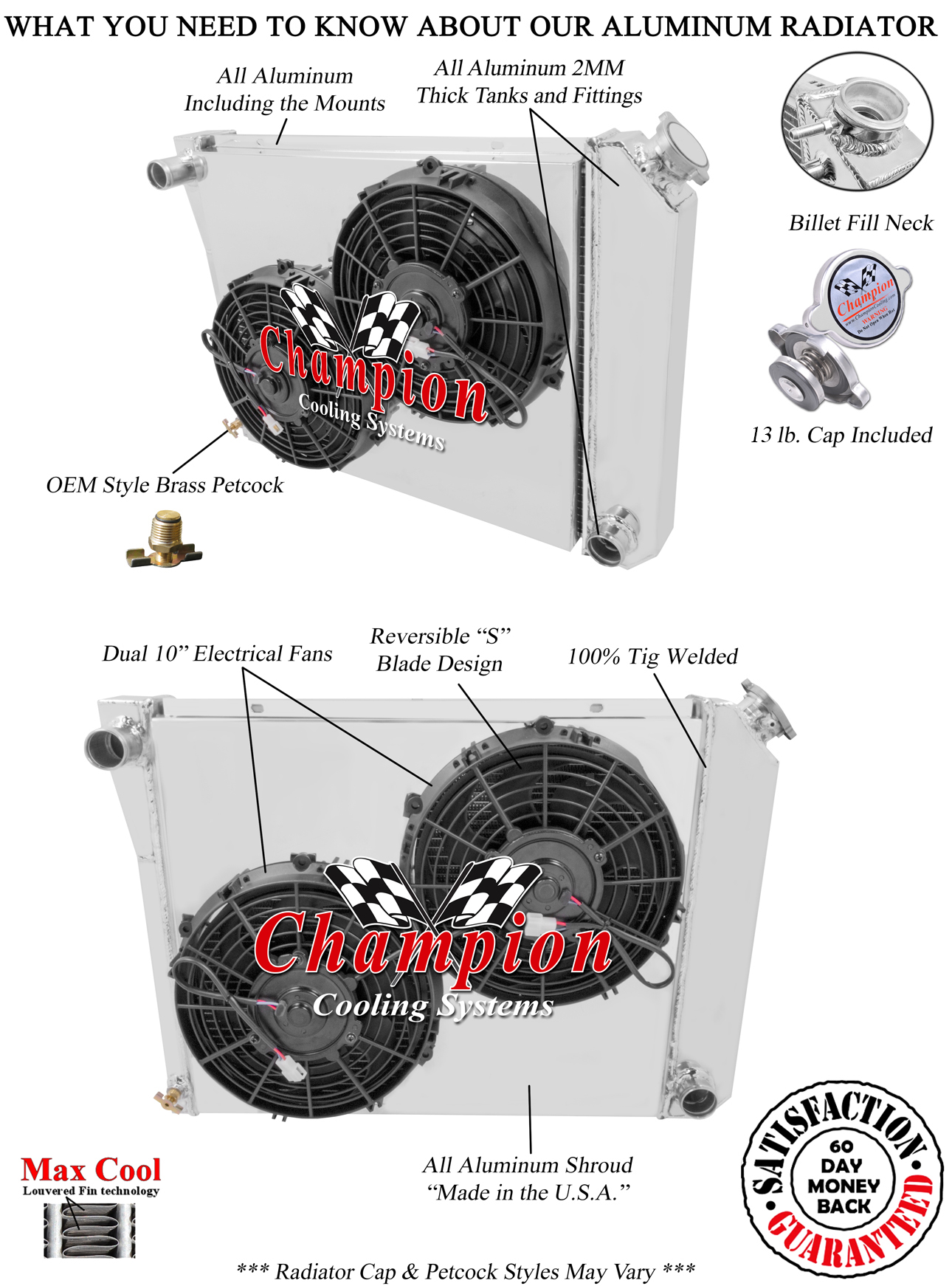 19681974nova20incore3rowchampionaluminumradiatorDualfan